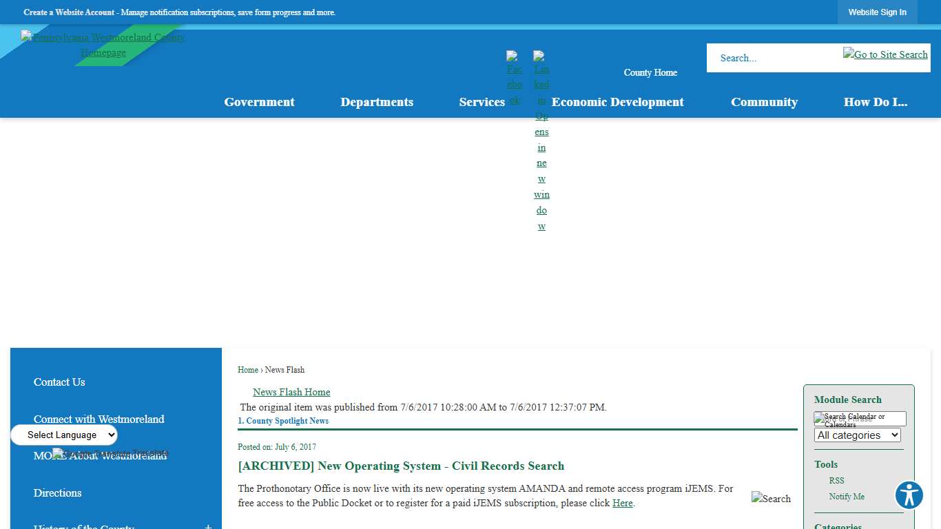 News Flash • Westmoreland County, PA • CivicEngage